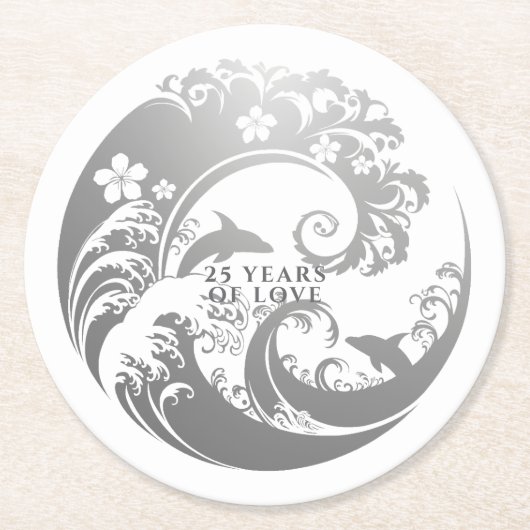 Silver Anniversary Gift for Parents Runder Pappuntersetzer (Vorderseite)