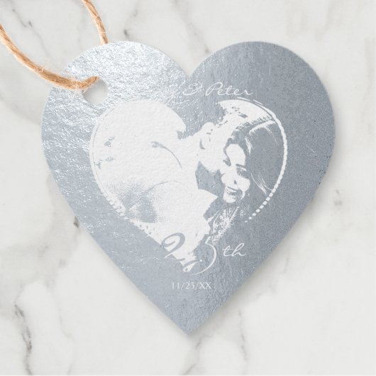 Silver Anniversary Heart Frame 2 Foto Geschenkanhänger (Vorderseite)