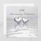 Silver Anniversary Hearts Einladung (Vorne/Hinten)
