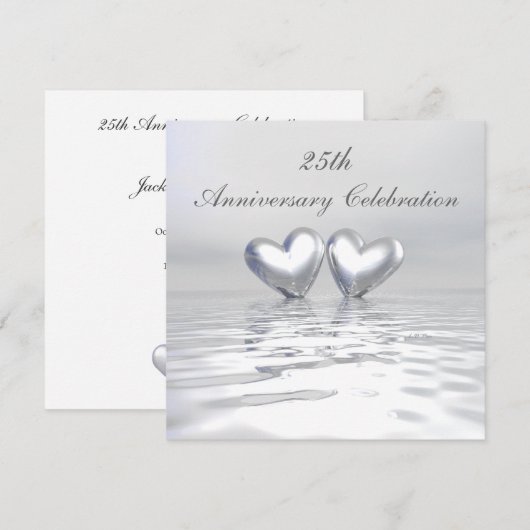 Silver Anniversary Hearts Einladung (Vorne/Hinten)