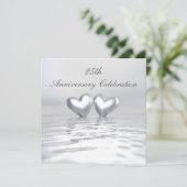 Silver Anniversary Hearts Einladung (Stehend Vorderseite)