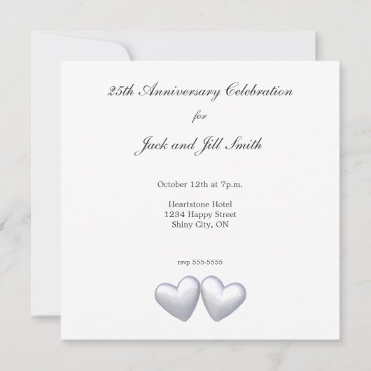 Silver Anniversary Hearts Einladung (Rückseite)