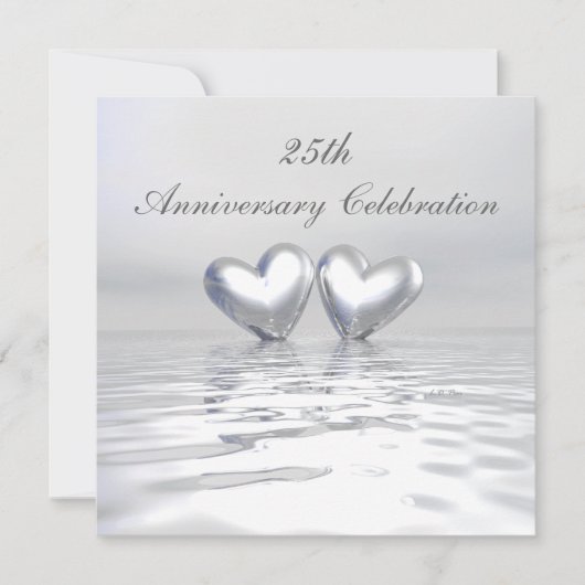 Silver Anniversary Hearts Einladung (Vorderseite)