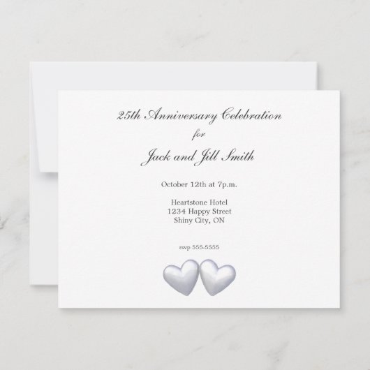 Silver Anniversary Hearts Einladung (Rückseite)