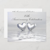 Silver Anniversary Hearts Einladung (Vorne/Hinten)