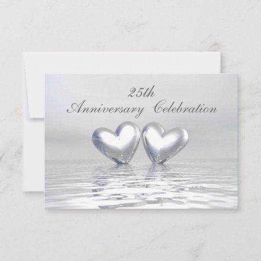 Silver Anniversary Hearts Einladung (Vorderseite)