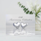 Silver Anniversary Hearts Einladung (Stehend Vorderseite)