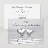 Silver Anniversary Hearts Einladung (Vorne/Hinten)