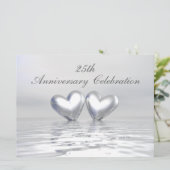 Silver Anniversary Hearts Einladung (Stehend Vorderseite)