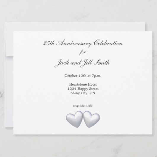 Silver Anniversary Hearts Einladung (Rückseite)