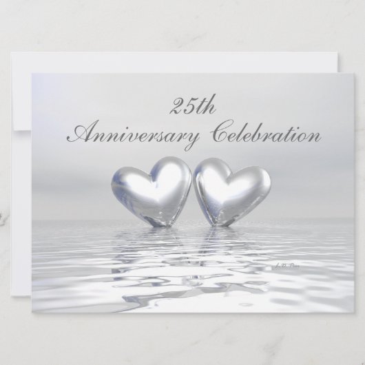 Silver Anniversary Hearts Einladung (Vorderseite)