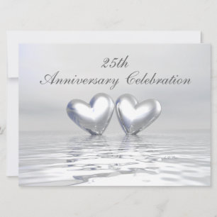 Silver Anniversary Hearts Einladung