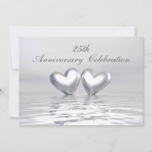 Silver Anniversary Hearts Einladung (Vorderseite)