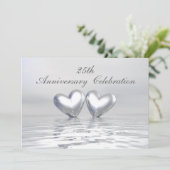 Silver Anniversary Hearts Einladung (Stehend Vorderseite)