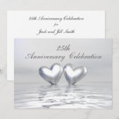 Silver Anniversary Hearts Einladung (Vorne/Hinten)