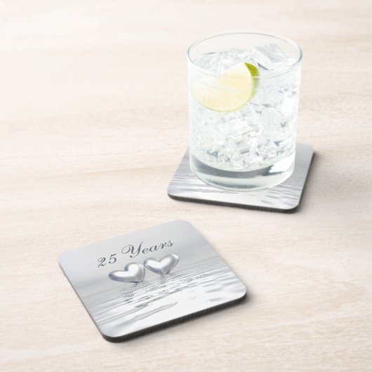 Silver Anniversary Hearts Getränkeuntersetzer (Rechte Seite)