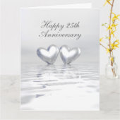 Silver Anniversary Hearts Karte (Gelbe Blume)