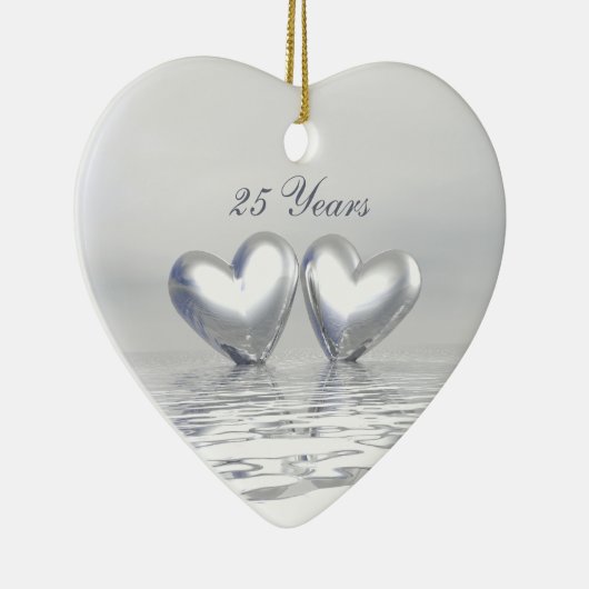 Silver Anniversary Hearts Keramik Ornament (Rechts)