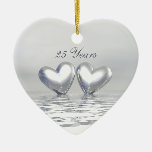 Silver Anniversary Hearts Keramik Ornament (Vorne)