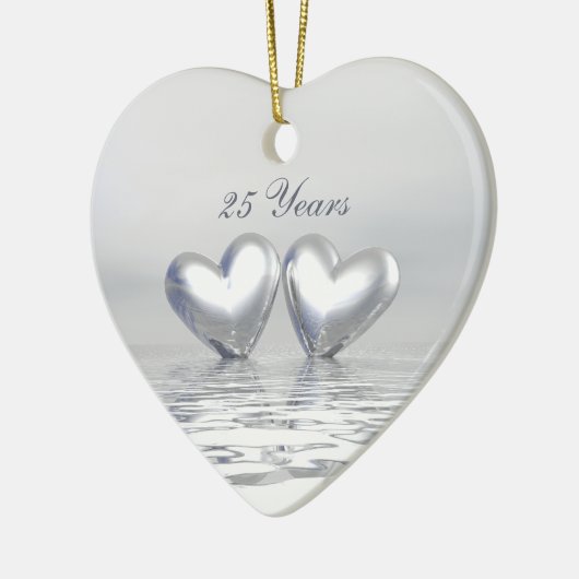 Silver Anniversary Hearts Keramik Ornament (Links)