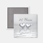 Silver Anniversary Hearts Magnet (Vorderseite/Rückseite)