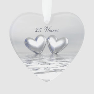 Silver Anniversary Hearts Ornament