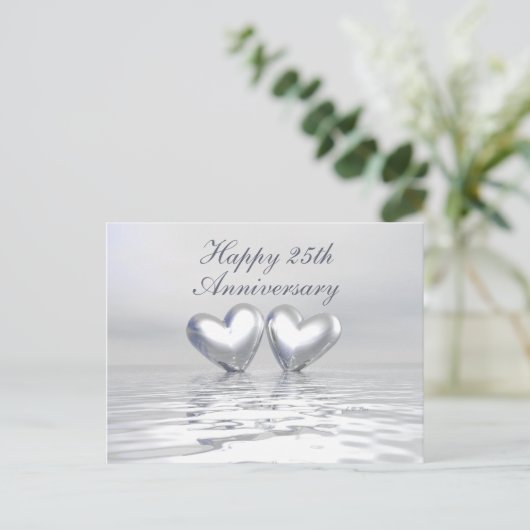 Silver Anniversary Hearts Postkarte (Stehend Vorderseite)