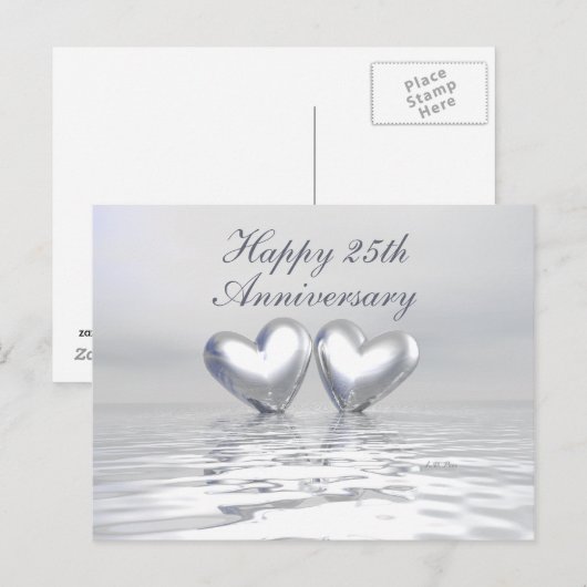 Silver Anniversary Hearts Postkarte (Vorne/Hinten)