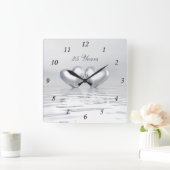 Silver Anniversary Hearts Quadratische Wanduhr (Zuhause)
