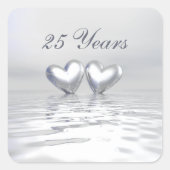 Silver Anniversary Hearts Quadratischer Aufkleber (Vorderseite)
