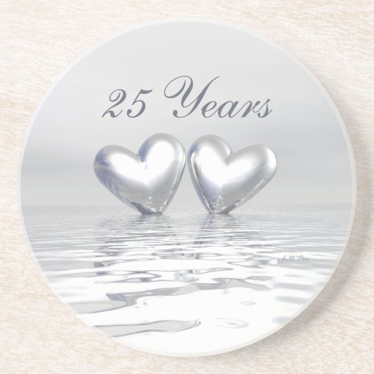 Silver Anniversary Hearts Sandstein Untersetzer (Vorne)