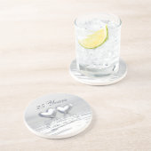 Silver Anniversary Hearts Sandstein Untersetzer (Seite)
