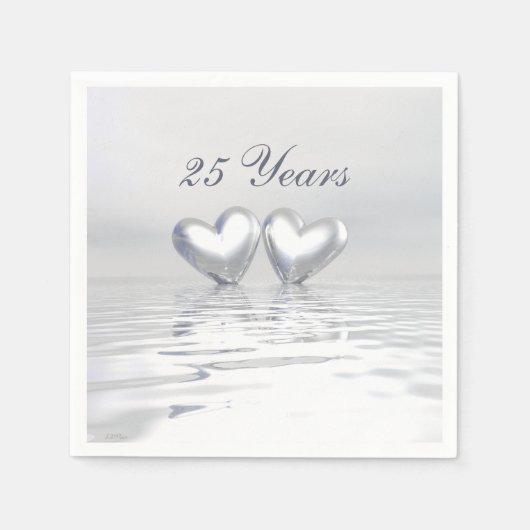 Silver Anniversary Hearts Serviette (Vorderseite)