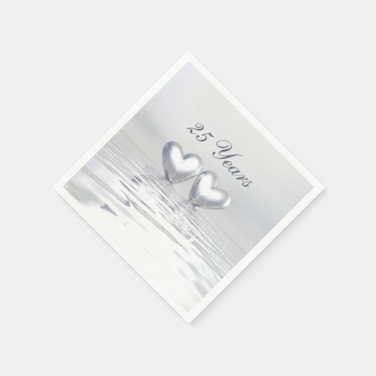 Silver Anniversary Hearts Serviette (Ecke)