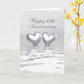 Silver Anniversary Hearts (Tall) Karte (Gelbe Blume)