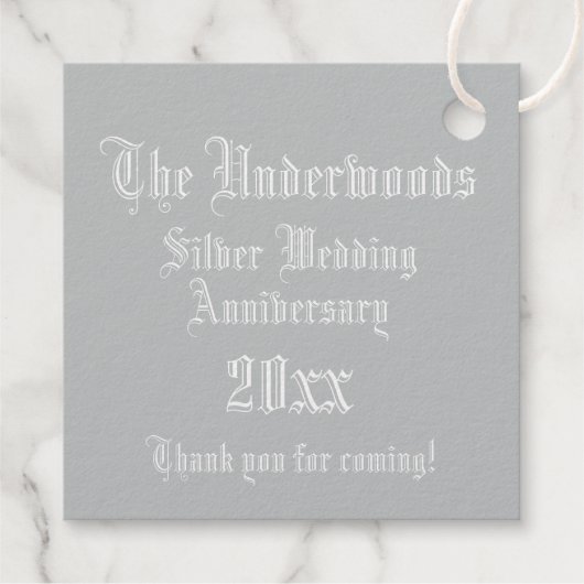 Silver Anniversary Illuminated Letter U Monogram Geschenkanhänger (Rückseite)