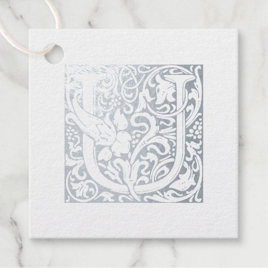Silver Anniversary Illuminated Letter U Monogram Geschenkanhänger (Vorderseite)