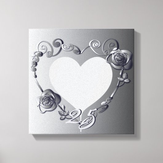 Silver Anniversary Rose Heart Frame 1 Foto Leinwanddruck (Vorderseite)