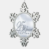 Silver Anniversary Snowflake Schneeflocken Zinn-Ornament (Rechts)