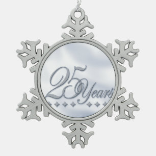 Silver Anniversary Snowflake Schneeflocken Zinn-Ornament