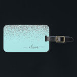 Silver Aqua Aquamarin Blue Girl Glitzer Monogram Gepäckanhänger<br><div class="desc">Silver und Aqua Aquamarin Blue Sparkle Glitzer Monogram Name and Initial Pillow. Das Kissen macht den perfekten 16 Geburtstag,  Hochzeit,  Brautparty,  Babydusche oder Junggeselinnen-Abschied Geschenk für jemanden,  der sein Zimmer stilvoll dekoriert.</div>
