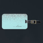 Silver Aqua Aquamarin Blue Girl Glitzer Monogram Gepäckanhänger<br><div class="desc">Silver und Aqua Aquamarin Blue Sparkle Glitzer Monogram Name and Initial Pillow. Das Kissen macht den perfekten 16 Geburtstag,  Hochzeit,  Brautparty,  Babydusche oder Junggeselinnen-Abschied Geschenk für jemanden,  der sein Zimmer stilvoll dekoriert.</div>