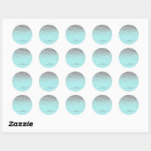 Silver Aqua Aquamarin Blue Girl Glitzer Monogram Runder Aufkleber (Blatt)