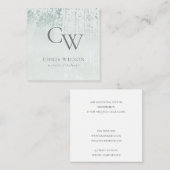 Silver Aqua Aquamarin gebürstetes Metallic Monogra Quadratische Visitenkarte (Vorne/Hinten)