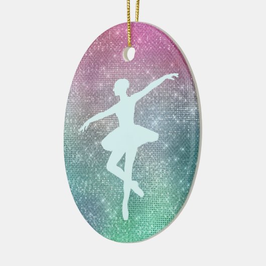 Silver Aqua Ballerina on Sparkle Keramik Ornament (Links)