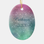 Silver Aqua Ballerina on Sparkle Keramik Ornament (Hinten)