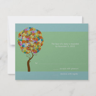Silver Aqua Blue Blume Liebe Tree Hochzeit Einladu RSVP Karte
