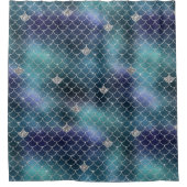 Silver Aqua Blue Mermaid Duschvorhang (Vorderseite)
