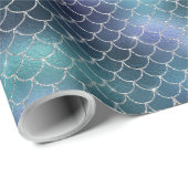 Silver Aqua Blue Mermaid Geschenkpapier (Rolleneckpunkt)
