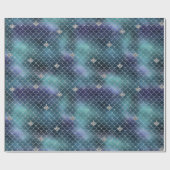 Silver Aqua Blue Mermaid Geschenkpapier (Flach)